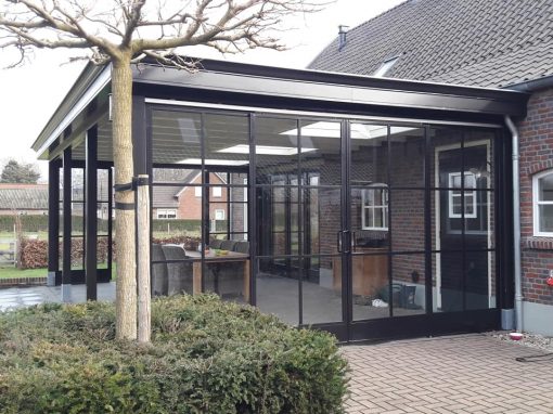 Glazen schuifwand met stalen kozijn 14 Boekel